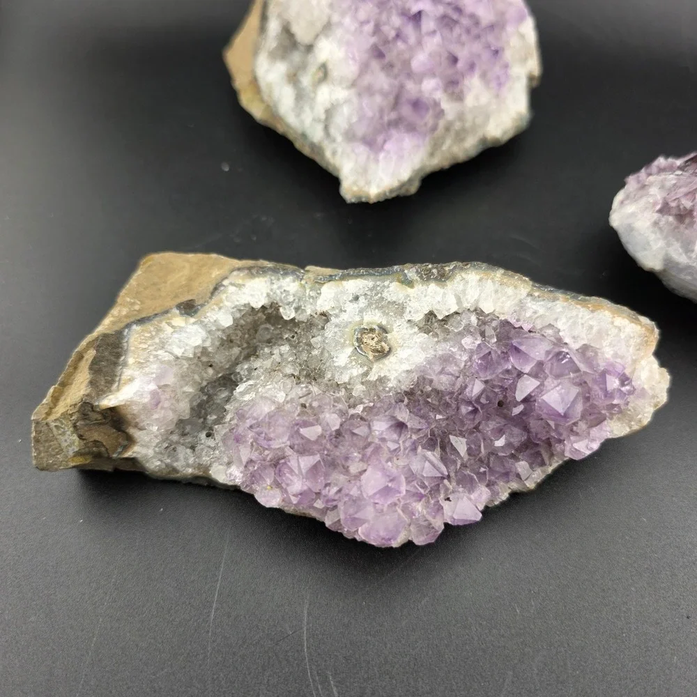 Natural Amethyst Crystal Cluster Lot 3 Piece Raw Purple Druzy Geode‎ Specimens